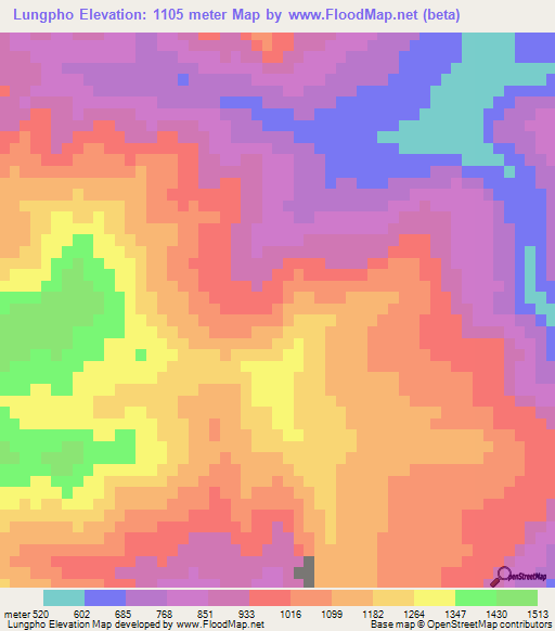 Lungpho,India Elevation Map