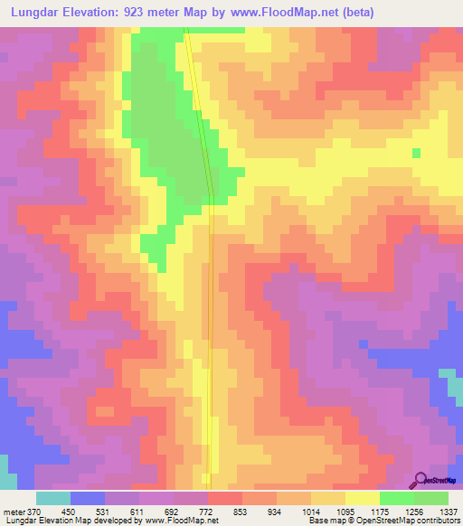 Lungdar,India Elevation Map