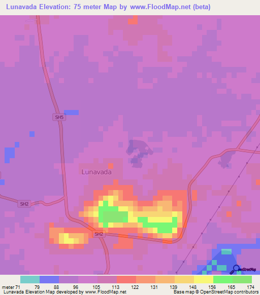 Lunavada,India Elevation Map