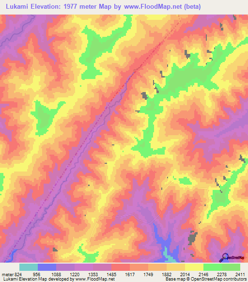 Lukami,India Elevation Map