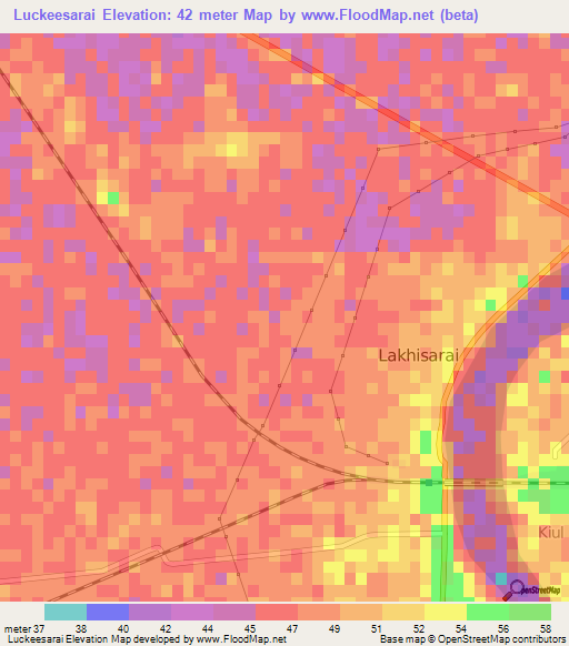 Luckeesarai,India Elevation Map