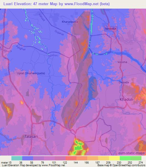 Luari,India Elevation Map