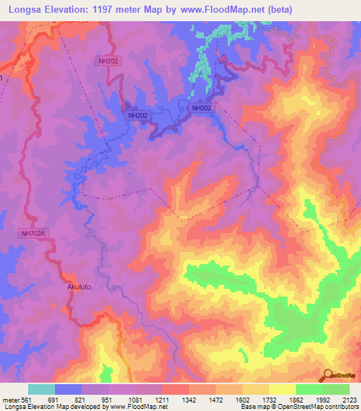 Longsa,India Elevation Map