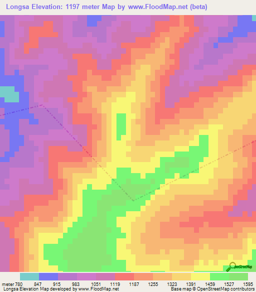 Longsa,India Elevation Map