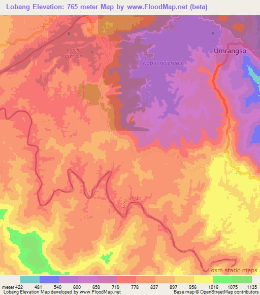 Lobang,India Elevation Map