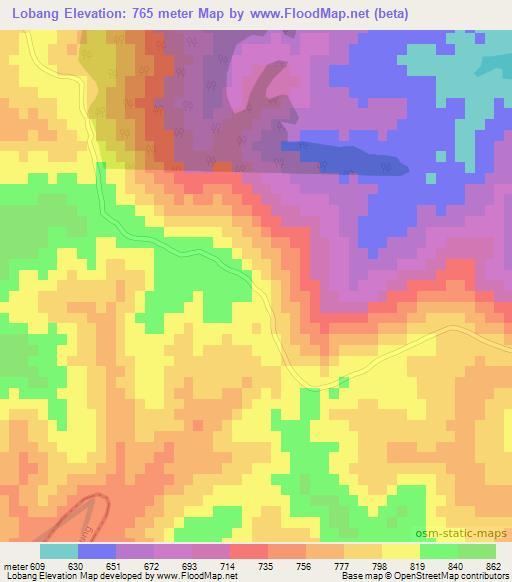 Lobang,India Elevation Map