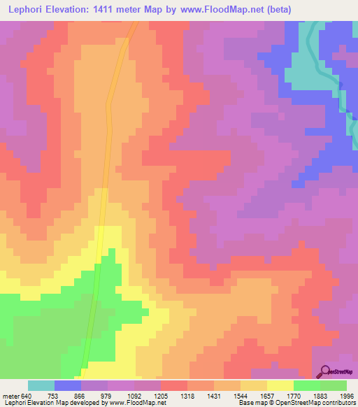 Lephori,India Elevation Map