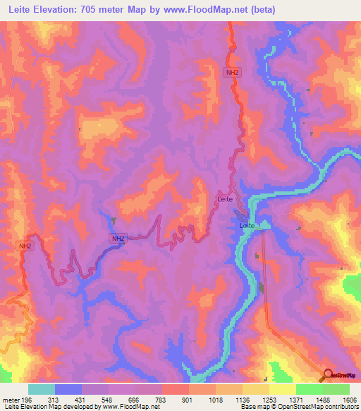 Leite,India Elevation Map
