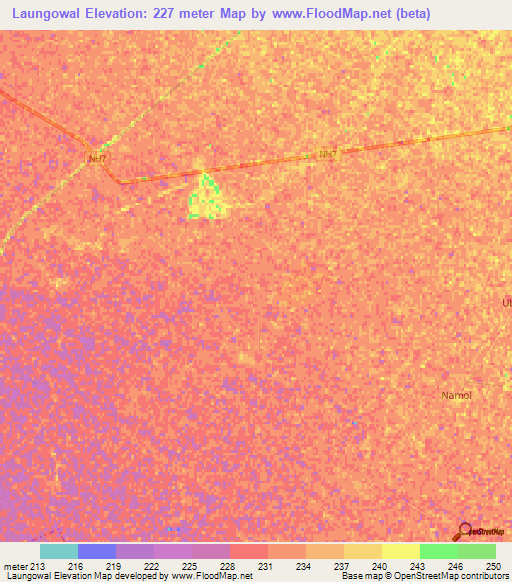 Laungowal,India Elevation Map