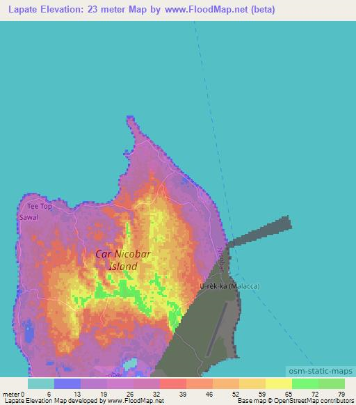 Lapate,India Elevation Map