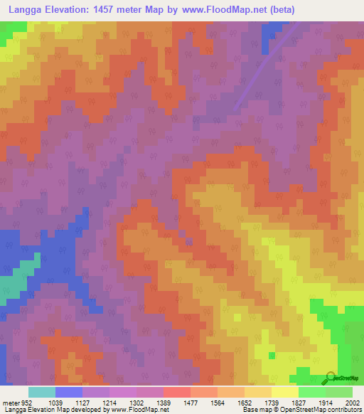Langga,India Elevation Map