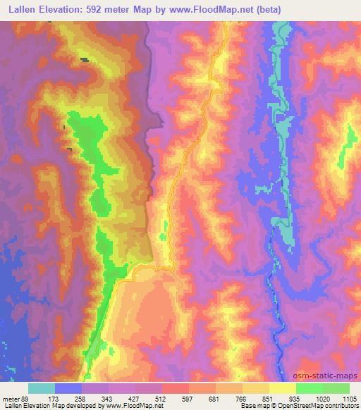 Lallen,India Elevation Map