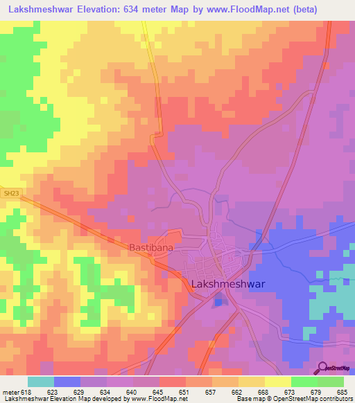 Lakshmeshwar,India Elevation Map