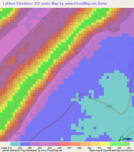 Lakheri,India Elevation Map