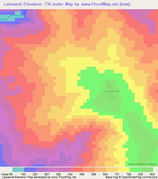 Laisawrai,India Elevation Map
