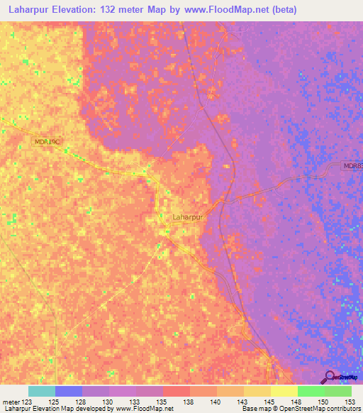 Laharpur,India Elevation Map