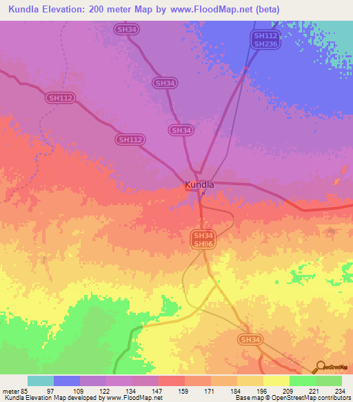 Kundla,India Elevation Map