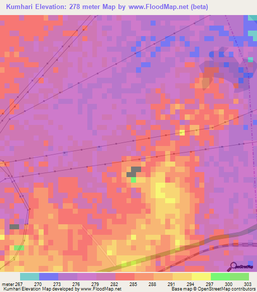 Kumhari,India Elevation Map