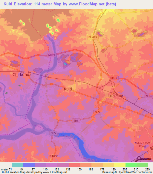 Kulti,India Elevation Map