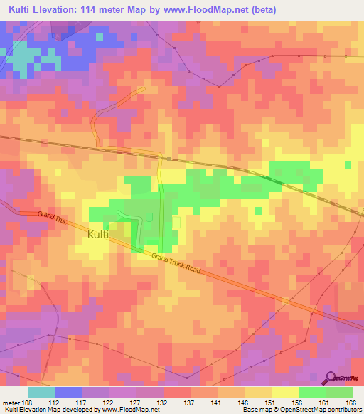 Kulti,India Elevation Map