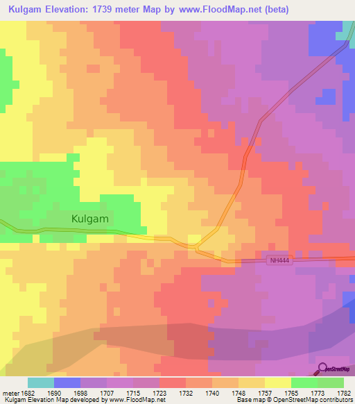 Kulgam,India Elevation Map