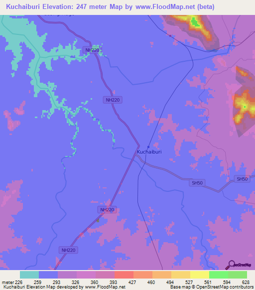 Kuchaiburi,India Elevation Map