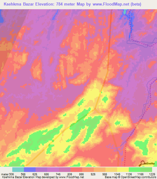 Ksehkma Bazar,India Elevation Map