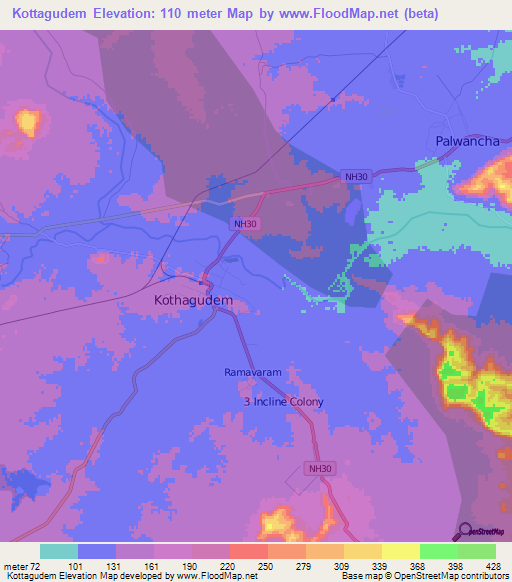 Kottagudem,India Elevation Map