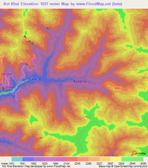 Kot Khai,India Elevation Map