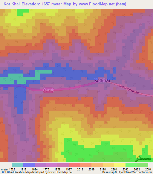 Kot Khai,India Elevation Map