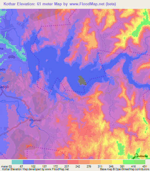 Kothar,India Elevation Map