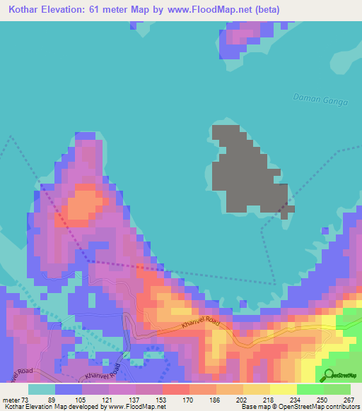 Kothar,India Elevation Map