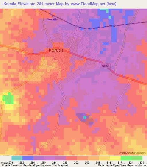 Koratla,India Elevation Map