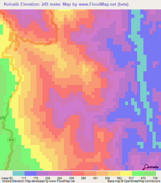 Kolosib,India Elevation Map