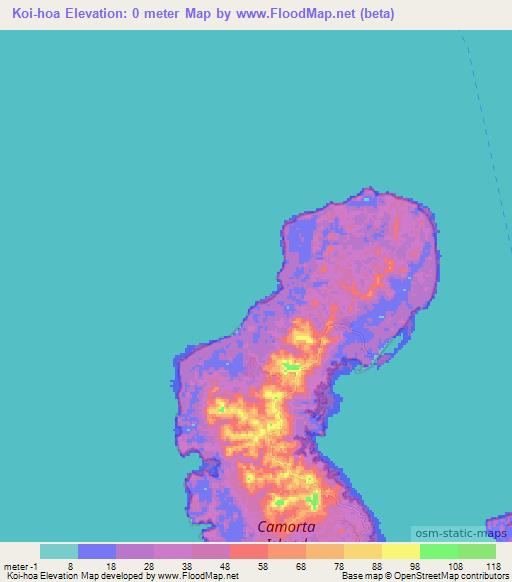 Koi-hoa,India Elevation Map