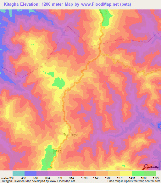 Kitagha,India Elevation Map