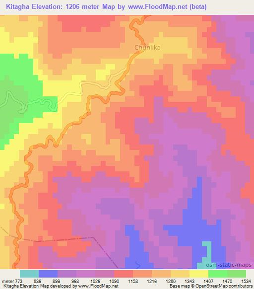 Kitagha,India Elevation Map