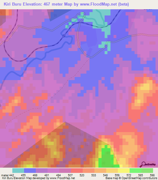 Kiri Buru,India Elevation Map