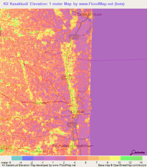 Kil Kasakkudi,India Elevation Map