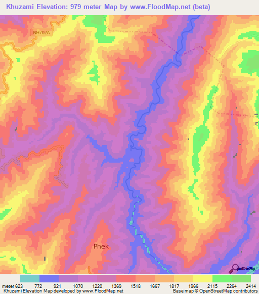 Khuzami,India Elevation Map