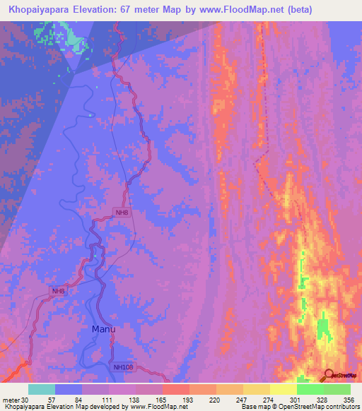 Khopaiyapara,India Elevation Map