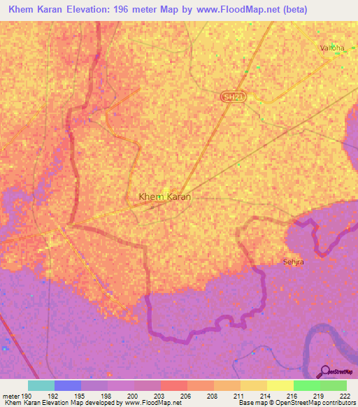 Khem Karan,India Elevation Map