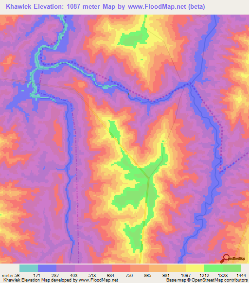 Khawlek,India Elevation Map