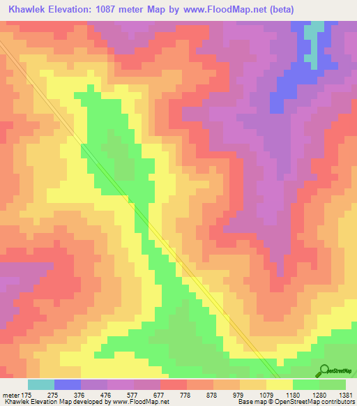 Khawlek,India Elevation Map
