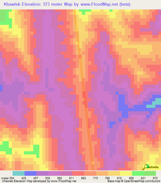 Khawlek,India Elevation Map