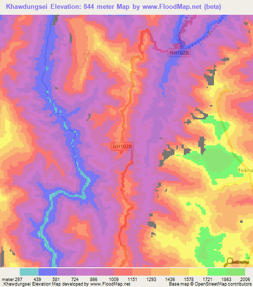 Khawdungsei,India Elevation Map