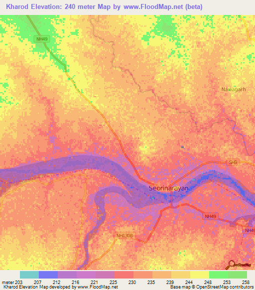 Kharod,India Elevation Map