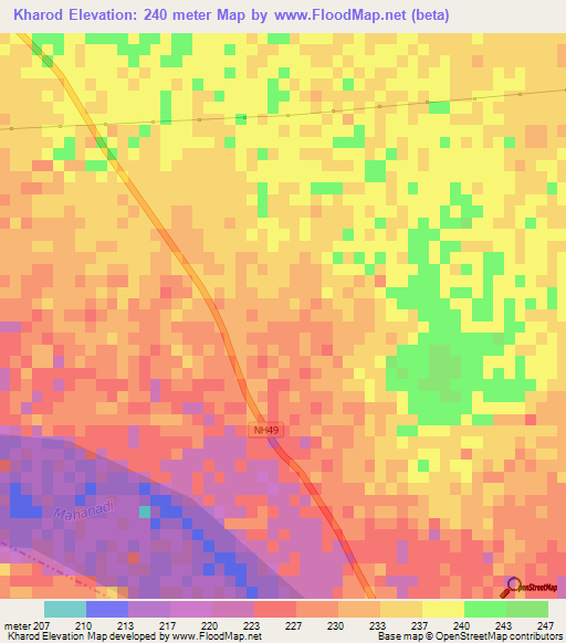 Kharod,India Elevation Map