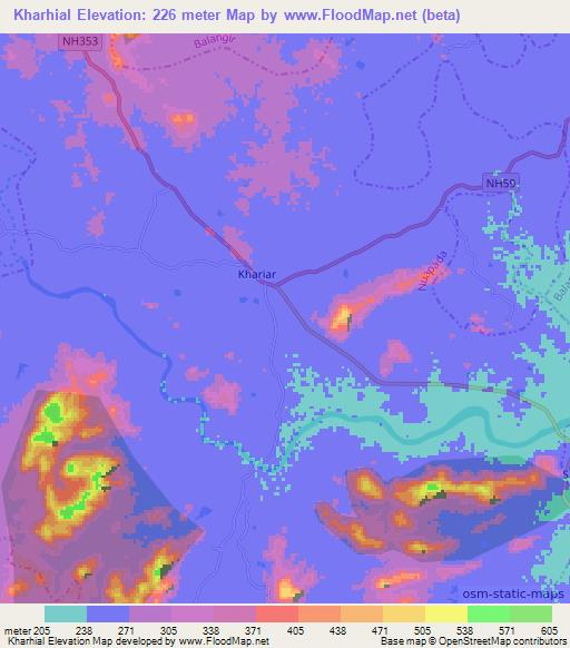 Kharhial,India Elevation Map