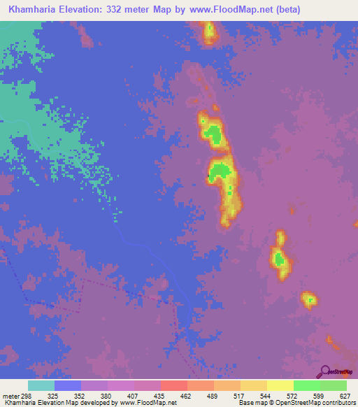 Khamharia,India Elevation Map